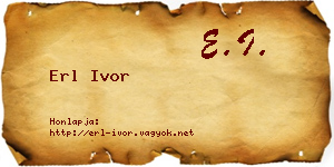 Erl Ivor névjegykártya